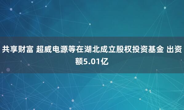 共享财富 超威电源等在湖北成立股权投资基金 出资额5.01亿