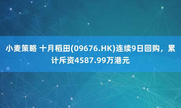 小麦策略 十月稻田(09676.HK)连续9日回购，累计斥资4587.99万港元